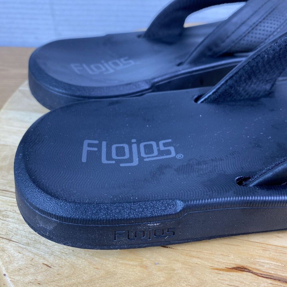 Flojos Men's Size 12 Flip Flop Sandals Black Summer Beach Vacation Comfort Foam - Picture 3 of 7